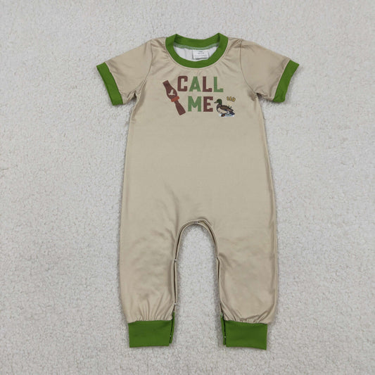 Baby Boys Infant Short Sleeves Ducks Hunting Buttons Romper