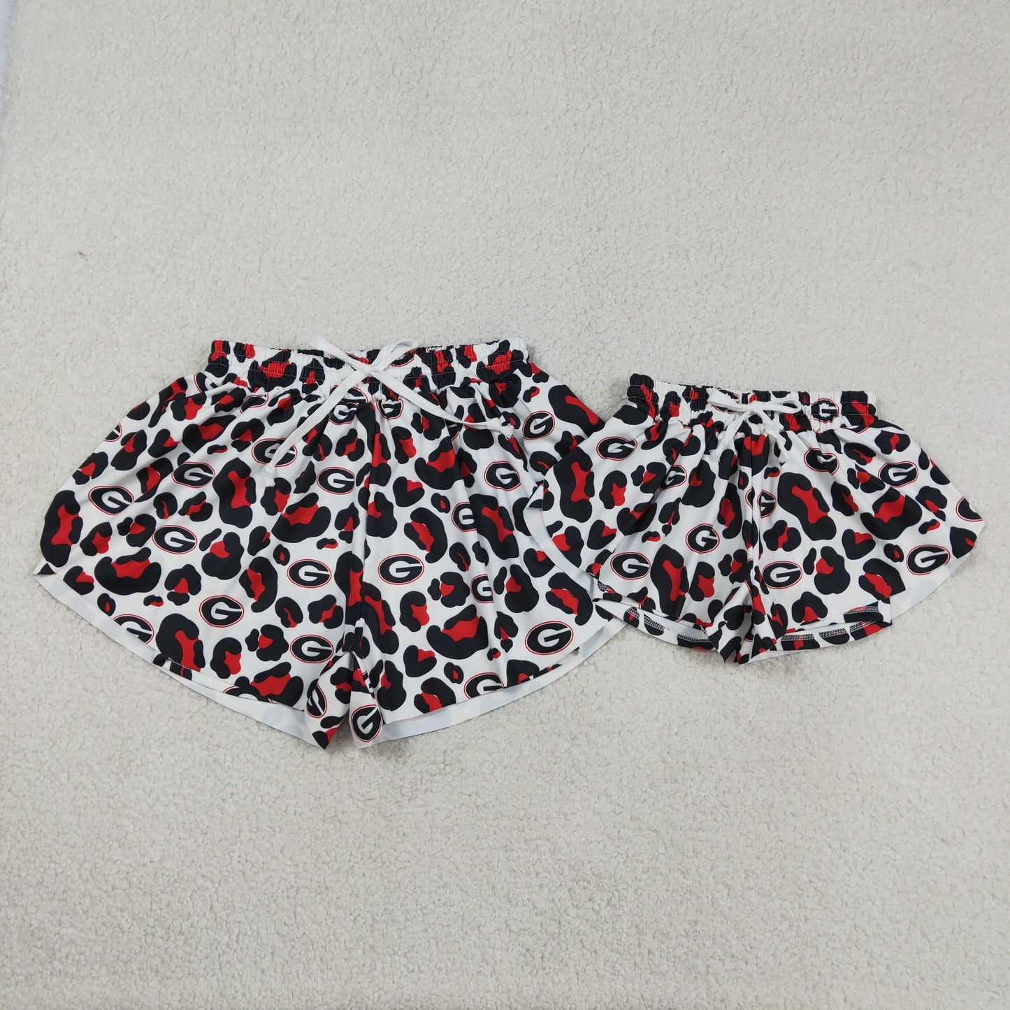 RTS Sibling Baby Girls Adult Women G Leopard Team Yoga Active Ruffle Shorts Bottom