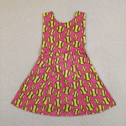 Baby Girls Kids Sleeveless Softball Yoga Shorts Pink Knee Length Dress