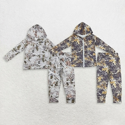 Sibling Baby Boys Kids Long Sleeves Leaves Hoodie Shirts Pockets Pants Clothes Sets