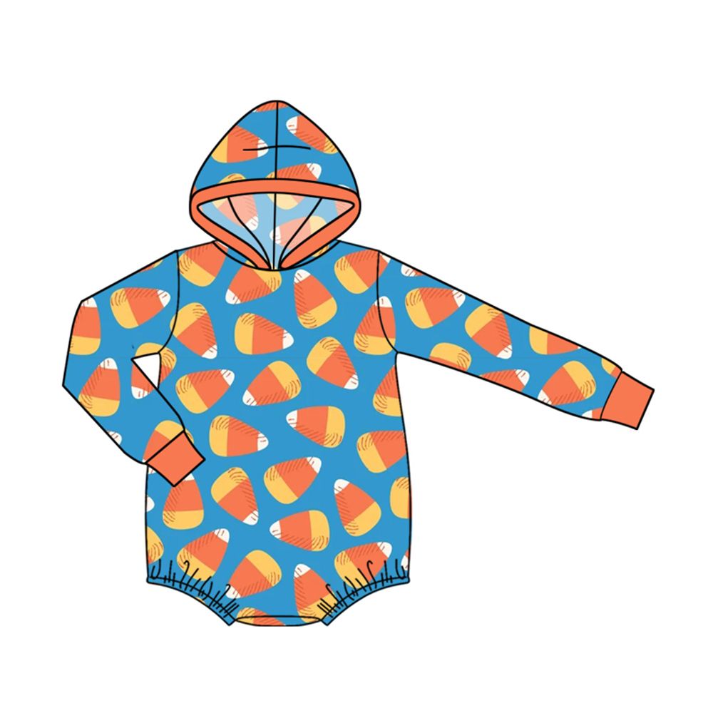 Moq 5  Preorder Baby Kids Infant Long Sleeves Halloween Candy Corn Hoodie Romper Clothes