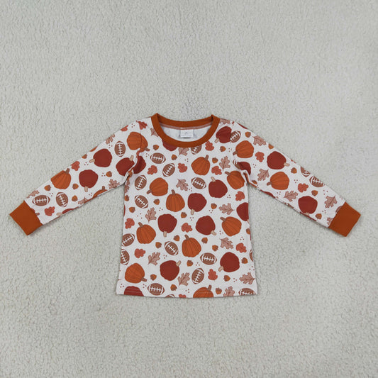 Baby Boys Kids Long Sleeves Pumpkins Football Shirt Fall Tops Clothes