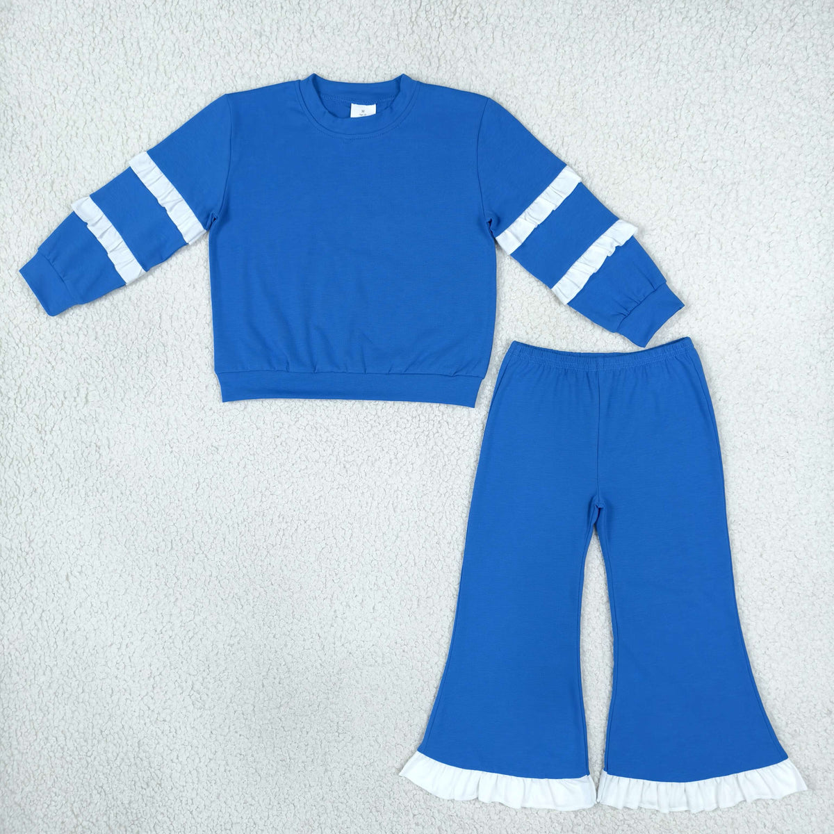 Baby Girls Kids Long Sleeves Tops Bell Pants Blue Set Cotton Clothes