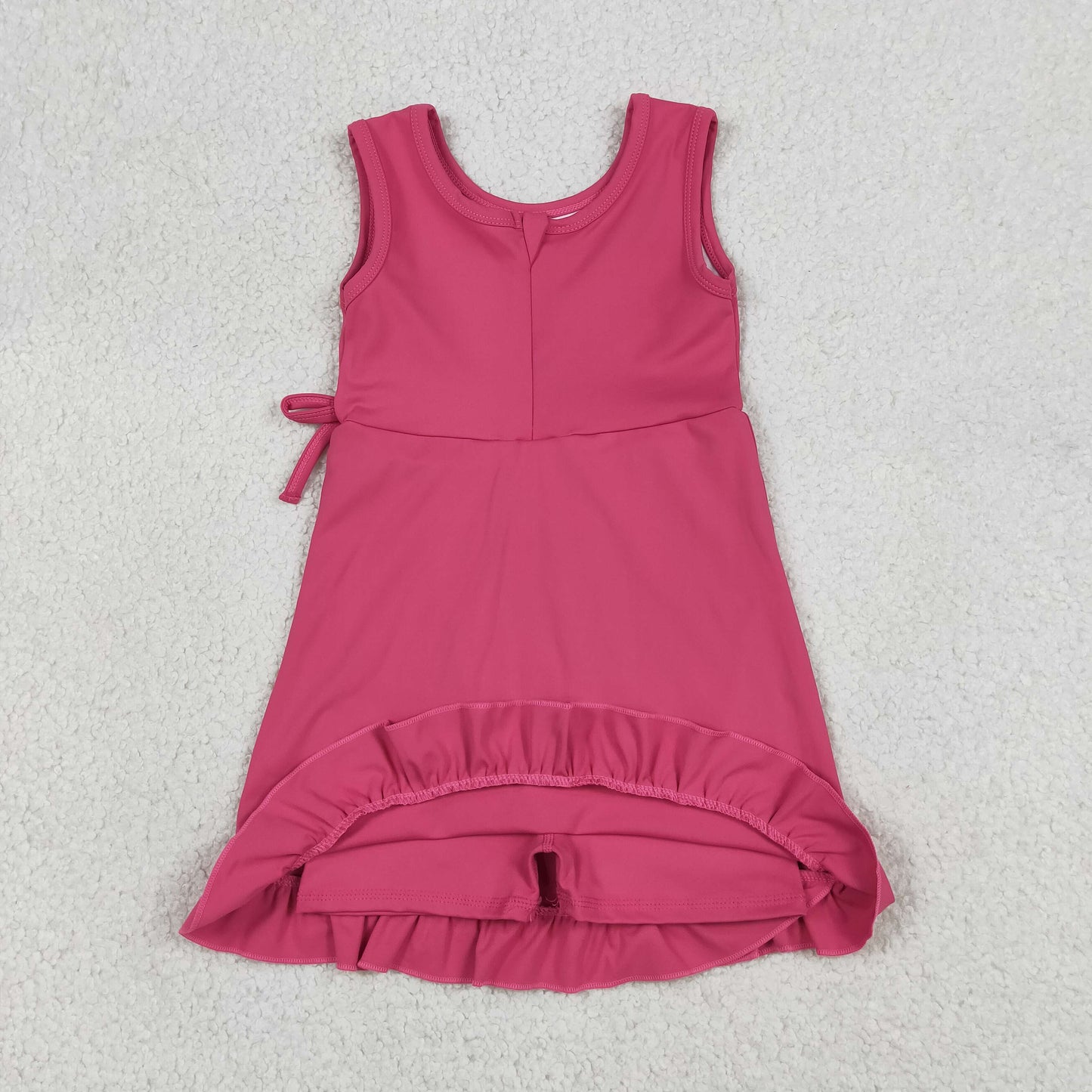 Baby Girls Kids Sleeveless Pink Scallop Yoga Active Knee Length Dress