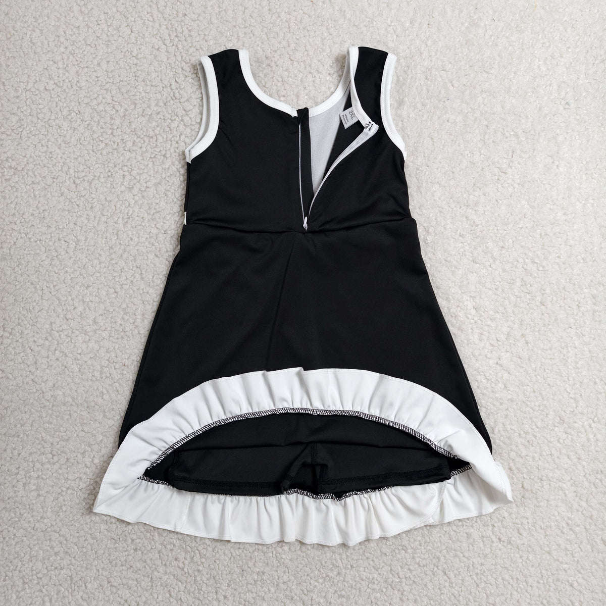 Baby Girls Kids Sleeveless Shorts Scallop Black Dress Yoga Active Clothes