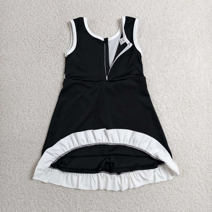 Baby Girls Kids Sleeveless Shorts Scallop Black Dress Yoga Active Clothes