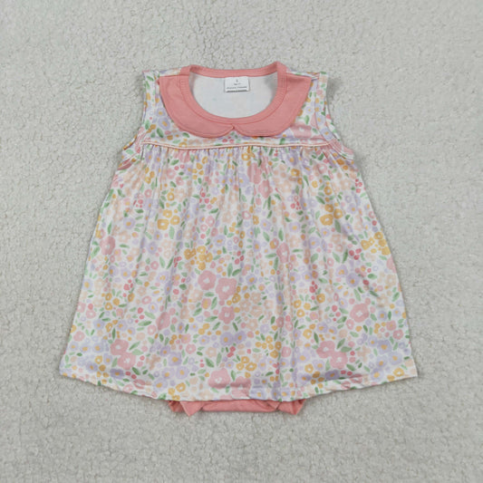 RTS Baby Girls Infant Sleeveless Floral Tunic Pink Bummie Romper