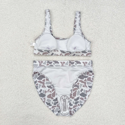 US Shop Adult Women Grey Camo Tops Bummies Set Swimsuit