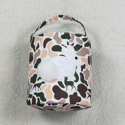 Baby Toddler Kids Embroidery Rabbit Camo Print Basket Easter Bag RTS
