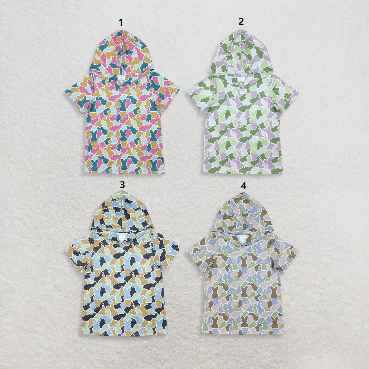 Sibling Baby Boys Girls Toddler Short Sleeves Rabbits Hoodie Easter Shirts Tops Camo Clothes