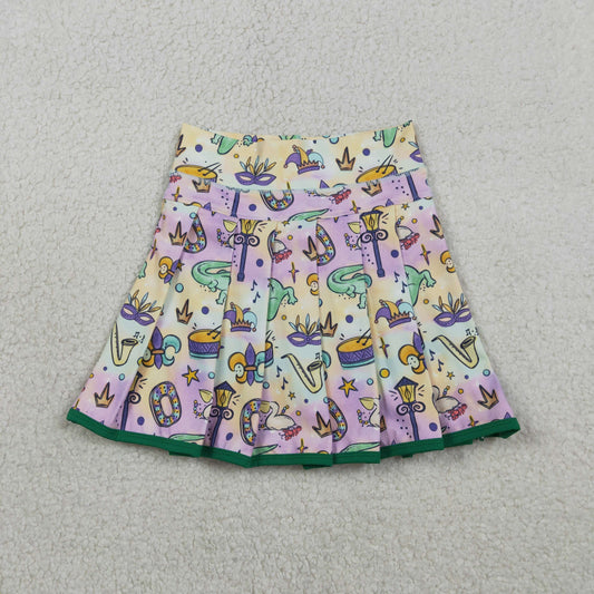 RTS Baby Girls Kids Mardi Gras Anchors Masks Yoga Skirt Shorts Skort