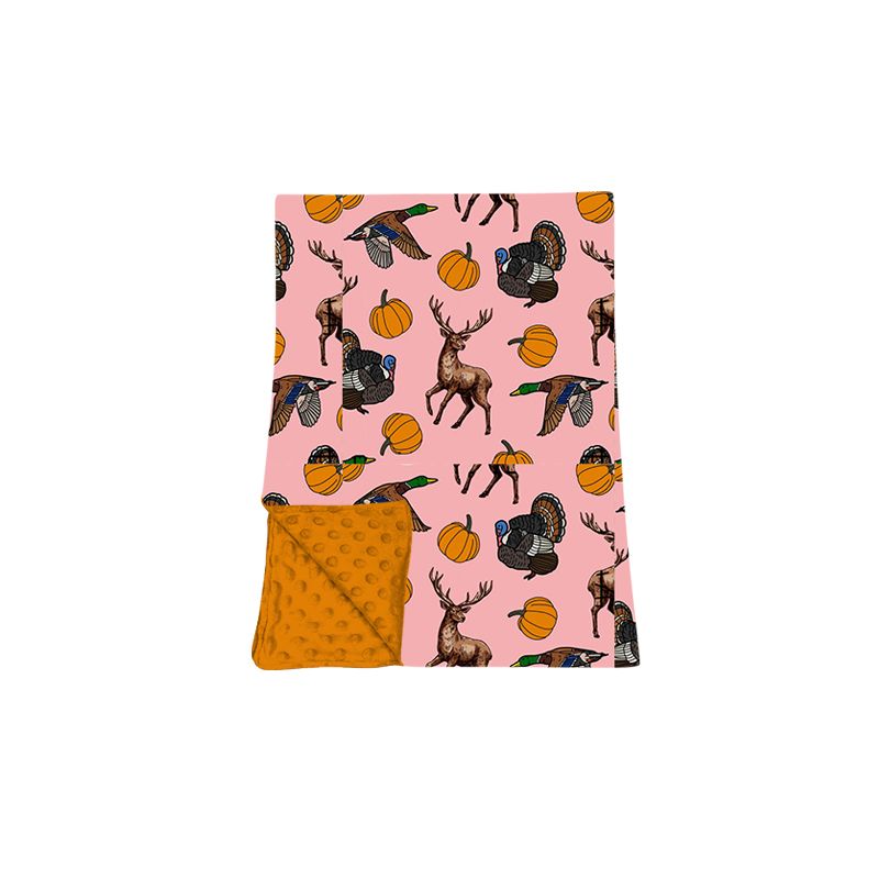 Moq 5 Preorder Baby Girls Toddler turkey Pumpkins Ducks Deer Fall Blanket