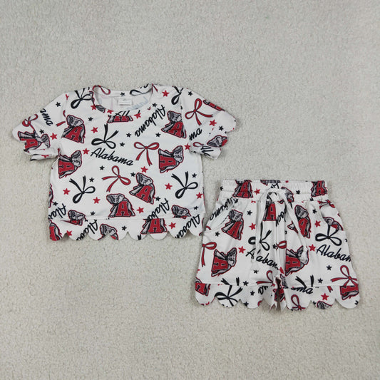 RTS Baby Girls Kids Short Sleeves Bows Elephant Team Shirt Shorts Summer Set