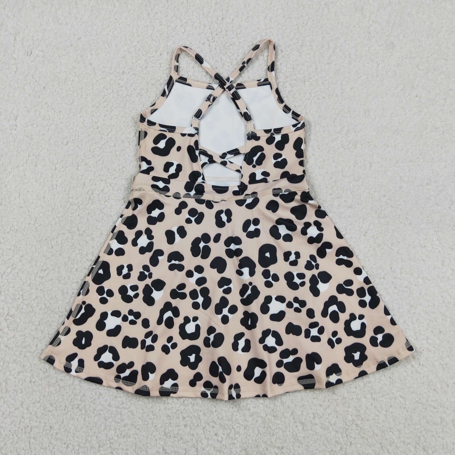 Baby Girls Kids Sleeveless Leopard Yoga Shorts Knee Length Dress