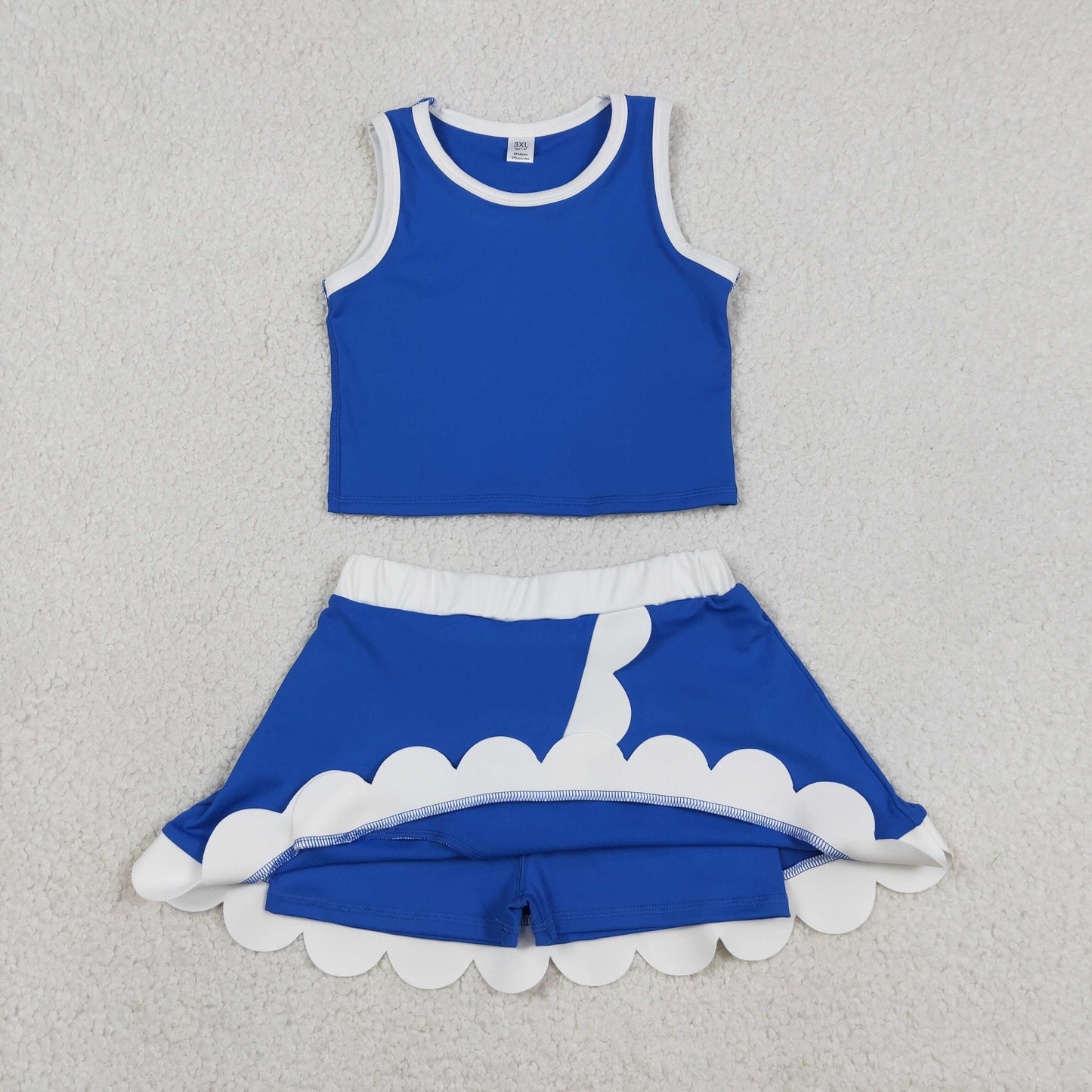 Sibling Baby Girls Kids Scallop Shirts Skirts Shorts Yoga Active Sets Clothes