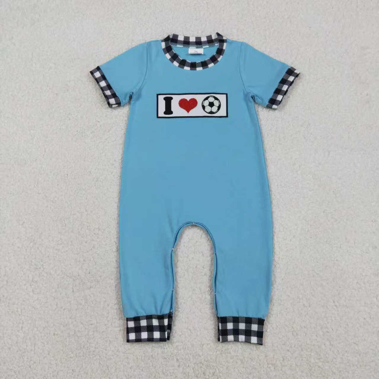 Sibling Baby Boys Kids Short Sleeves Embroidery I Love Balls Rompers Sets Clothes