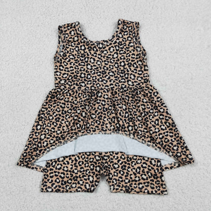Baby Girl Infant Sleeveless Leopard Ruffle Zipper Romper Clothes