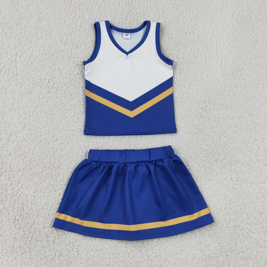 Baby Girls Kids Sleeveless Tops Blue Skirt Shorts Set Yoga Active Team Clothes