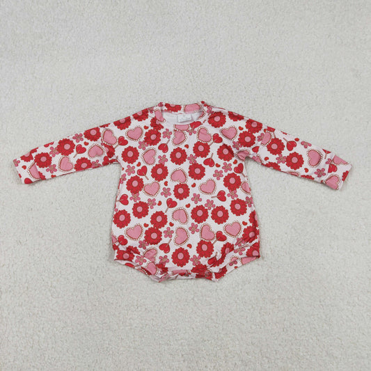 Baby Girls Infant Long Sleeve Hearts Flower Valentine Romper
