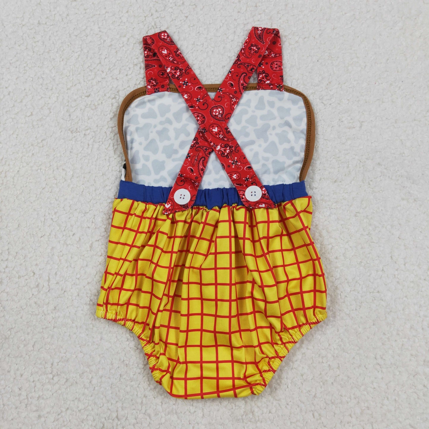 Baby Boys Infant Cow Print Yellow Plaid Bubble Romper