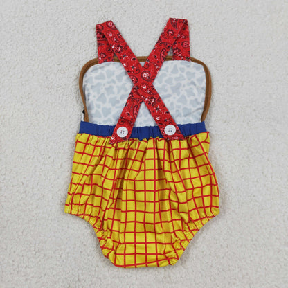 Baby Boys Infant Cow Print Yellow Plaid Bubble Romper