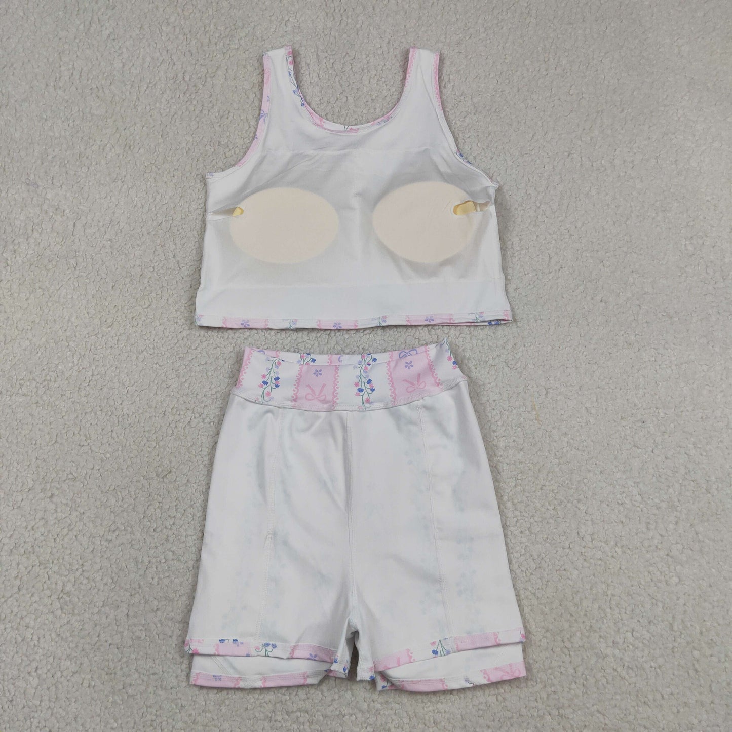 Baby Girl Sleeveless Bows Floral Tops Shorts Skort Yoga Active Wear Set