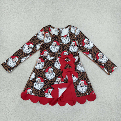 Sibling Baby Girls Kids Long Sleeves Christmas Bows Scallop Dresses Yoga Active Clothes