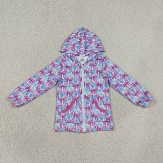 Baby Girls Kids Long Sleeves Bows Pockets Hoodie Zipper Shirt Tops Yoga Clothes
