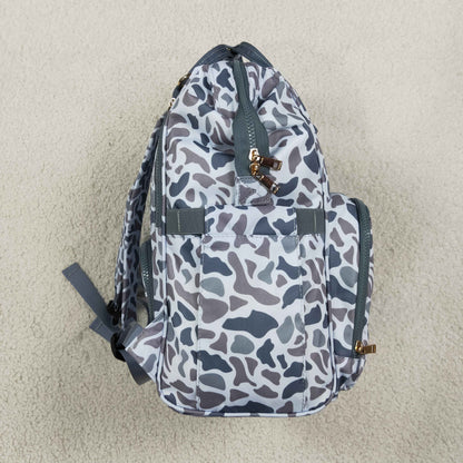 Baby Boys Kids Grey Camo Zipper Backpack School Bag RTS