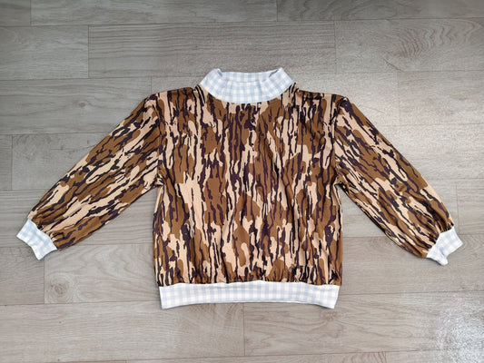 No moq Preorder Toddler Kids Long Sleeves Camo Pullover Zipper Shirt Clothes