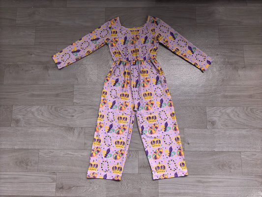 No moq Preorder Baby Girls Kids Long Sleeves Flower Donuts Pants Mardi Gras Jumpsuit Clothes