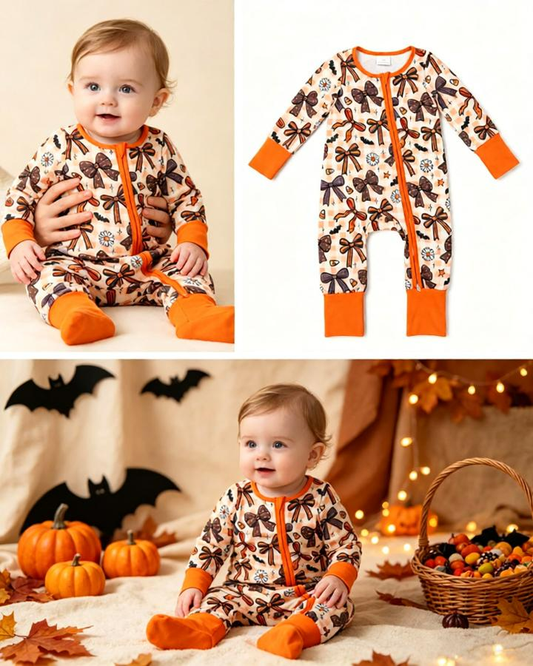 Baby Girls Kids Flower Candy Zipper Sleeper Footie Romper Halloween Clothes