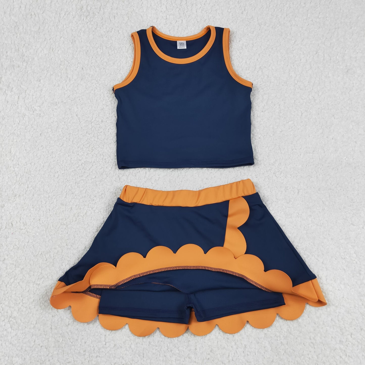 Sibling Baby Girls Kids Scallop Shirts Skirts Shorts Yoga Active Sets Clothes