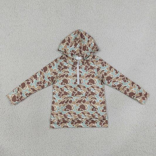Baby Boys Kids Long Sleeves Pocket Hoodie Zipper Shirt Tops Camo Clothes