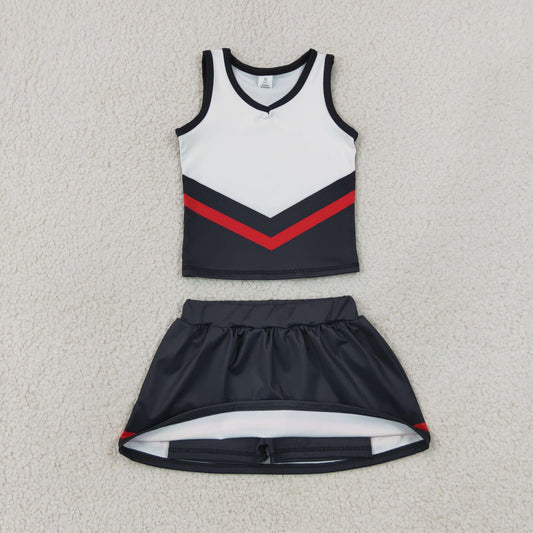 Baby Girls Kids Sleeveless Tops Black Skirt Shorts Set Yoga Active Team Clothes