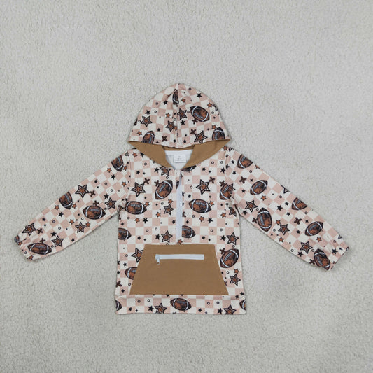 Baby Boy Long Sleeves Football Stars Hoodie Zipper Pocket Shirt Tops