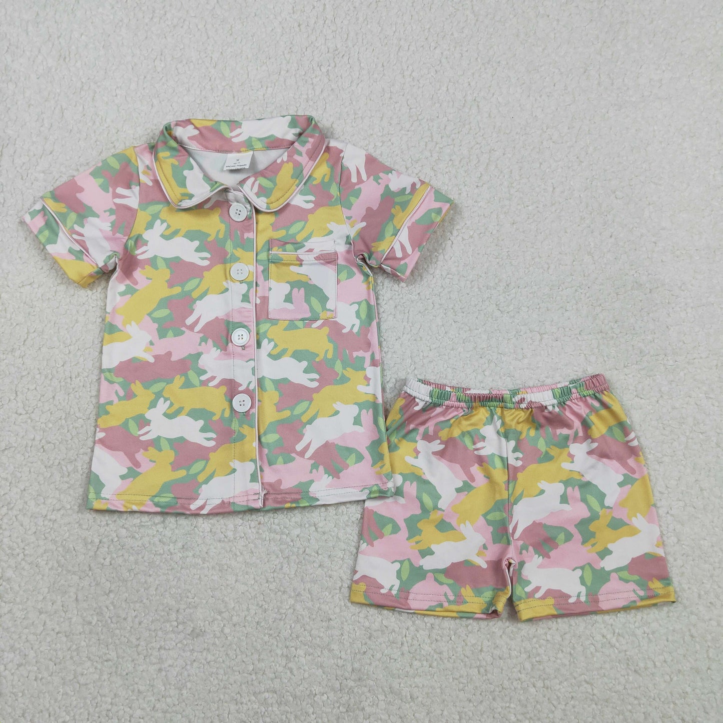 RTS Sibling Baby Girls Adult Women Short Sleeves Rabbits Camo Easter Romper Dress Pajamas Sets