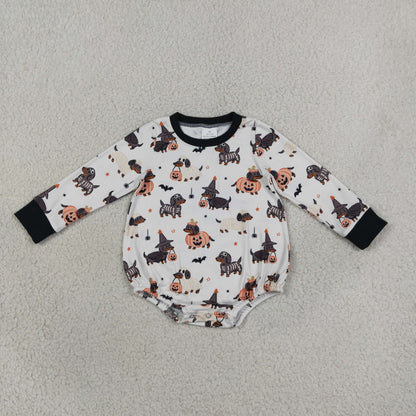 Baby Boys Infant Halloween Dogs Pumpkins Bubble Romper Clothes