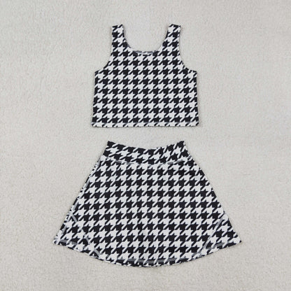 Baby Girls Kids Sleeveless Shirt Shorts Skirt Skort Yoga Active Clothes Black Set