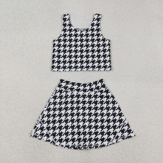Baby Girls Kids Sleeveless Shirt Shorts Skirt Skort Yoga Active Clothes Black Set