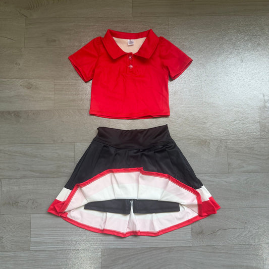 No moq Preorder Baby Girls Kids Green Buttons Shirt Skirt Shorts Yoga Active Set Clothes