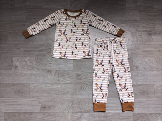 No moq Preorder Baby Boys Kids Long Sleeves Ducks Shirt Pockets Pants Set Clothes