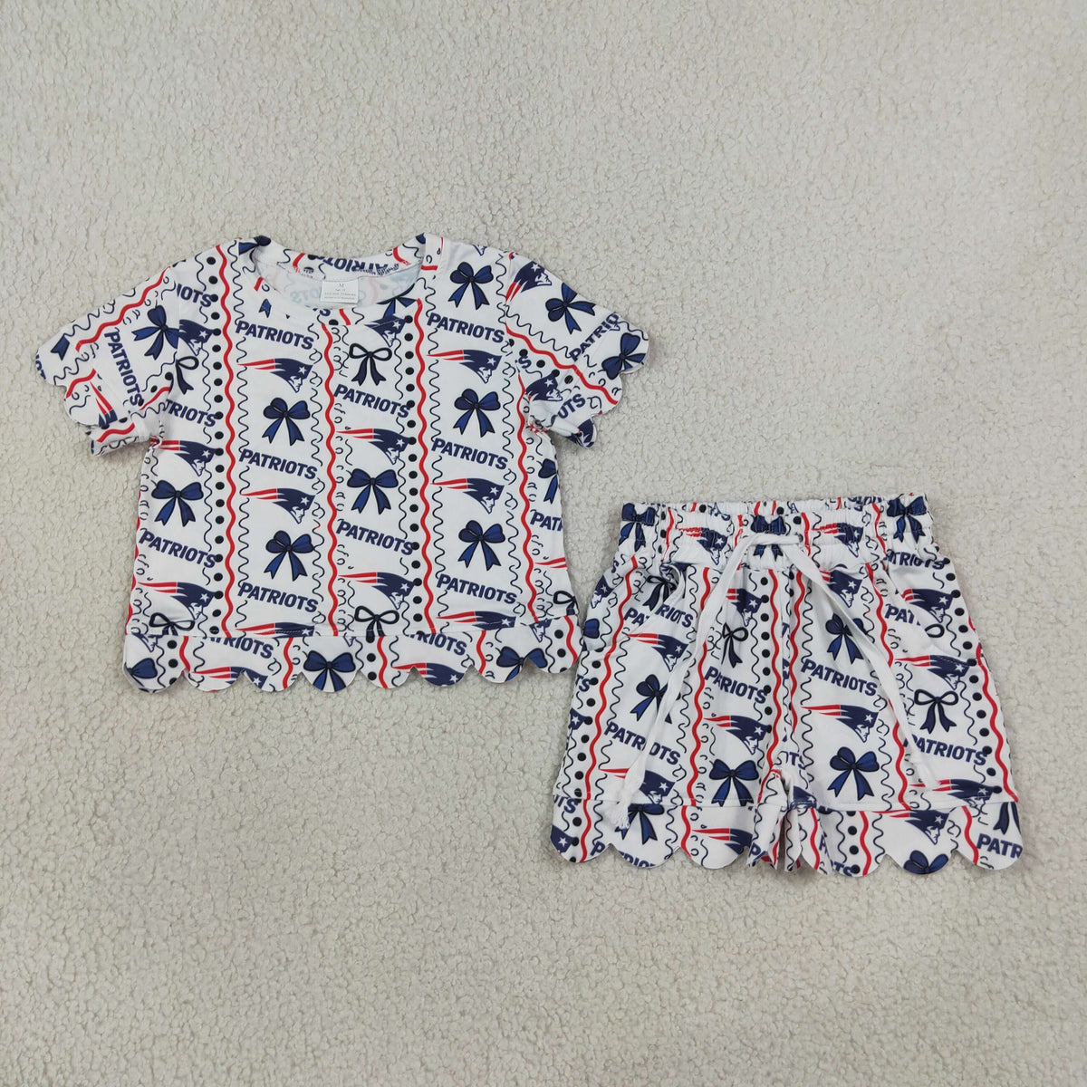 Sibling Baby Girls Kids Bows Shirt Scallop Shorts Set Dress Team Clothes