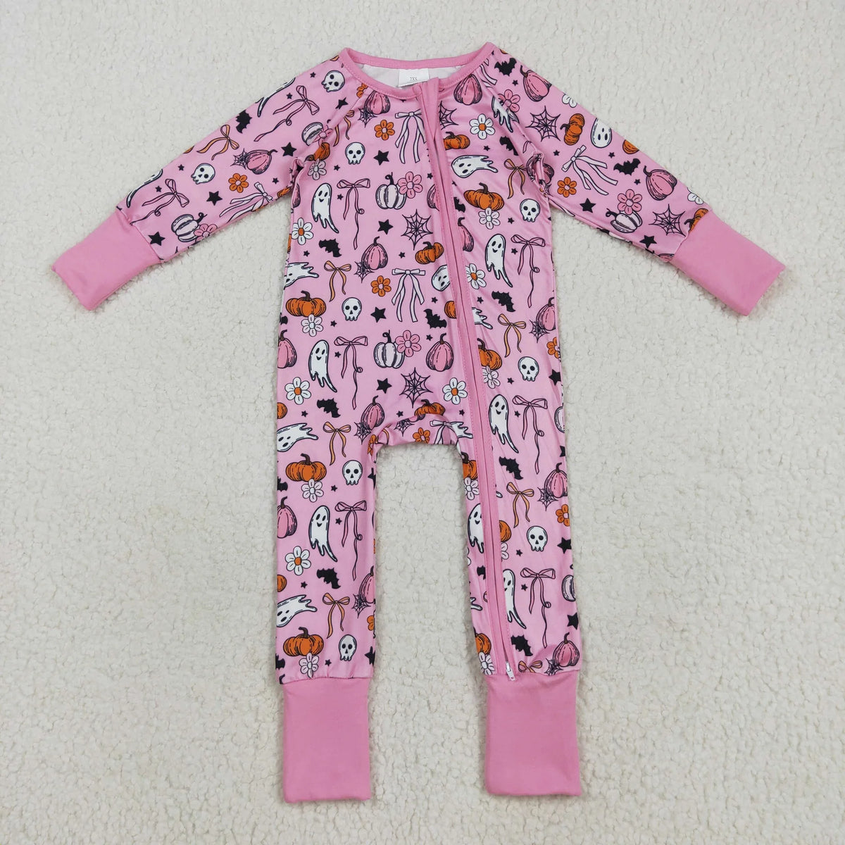 USA Shop Baby Girls Ghosts Pumpkins Bows Flower Halloween Zipper Footie Romper