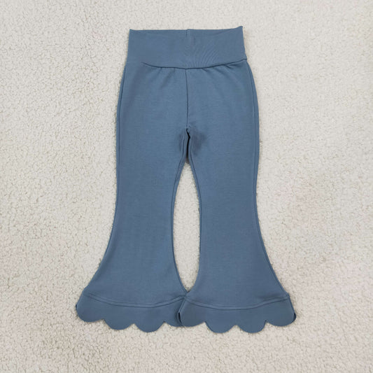 Baby Girls Kids Scalloped Pants Bottoms Cotton Blue Clothes