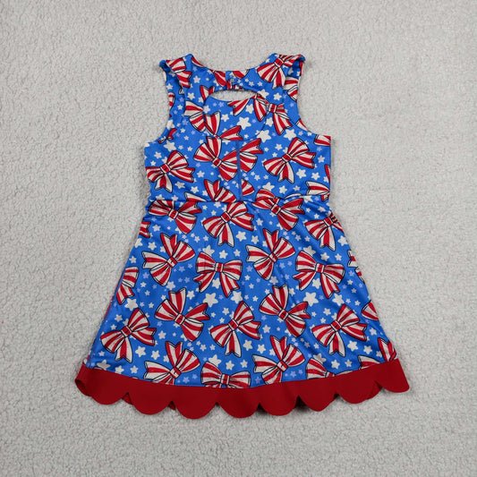 Baby Girls Bows Stars 4th of July Yoga Active Shorts Knee Length Scallop Dress