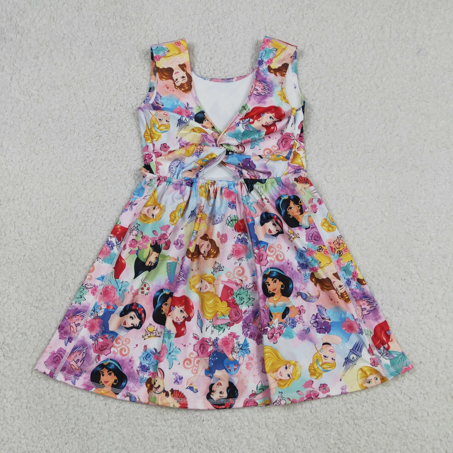 GSD2136 Baby Girls Kids Sleeveless Princess Flower Shorts Knee Length Dress Yoga Clothes