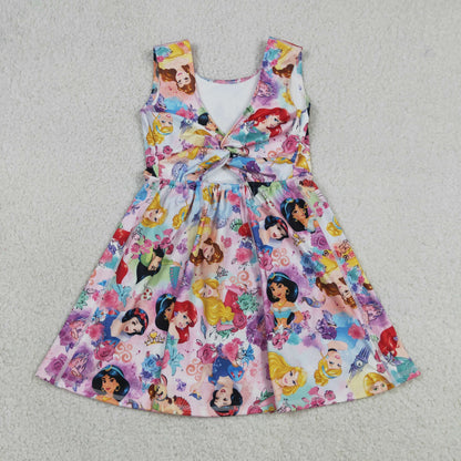 GSD2136 Baby Girls Kids Sleeveless Princess Flower Shorts Knee Length Dress Yoga Clothes