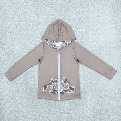 Baby Boy Long Sleeves Deer Camo Fall Hoodie Zipper Pockets Tops