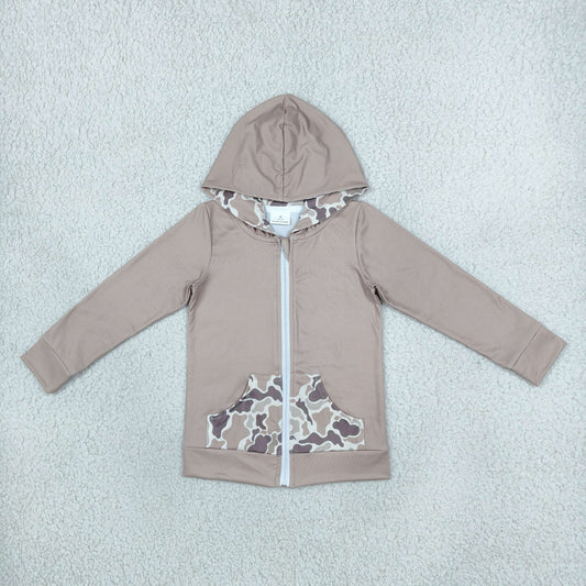 Baby Boy Long Sleeves Deer Camo Fall Hoodie Zipper Pockets Tops
